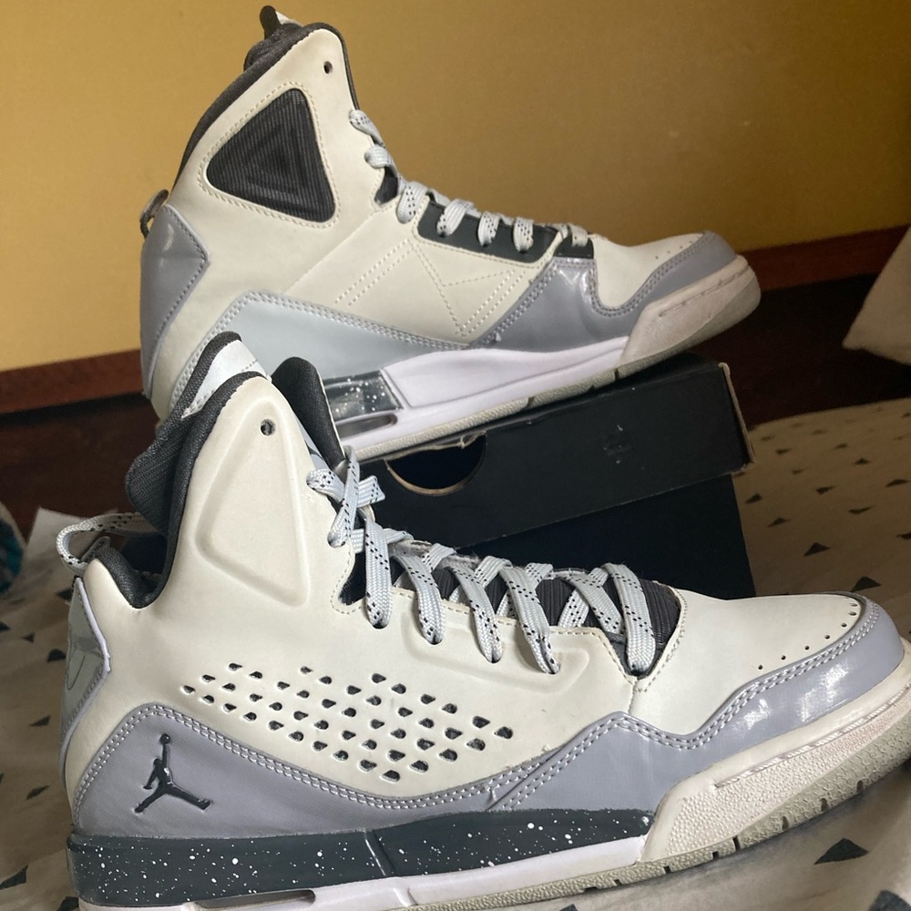 Grey Flight Jordan sneakers